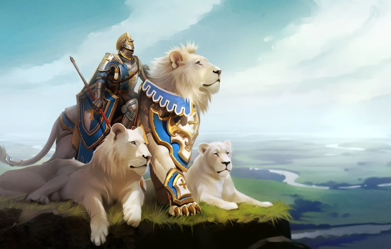 Photo wallpaper Leo, fantasy, art, knight, Alexander Khitrov, GaudiBuendia