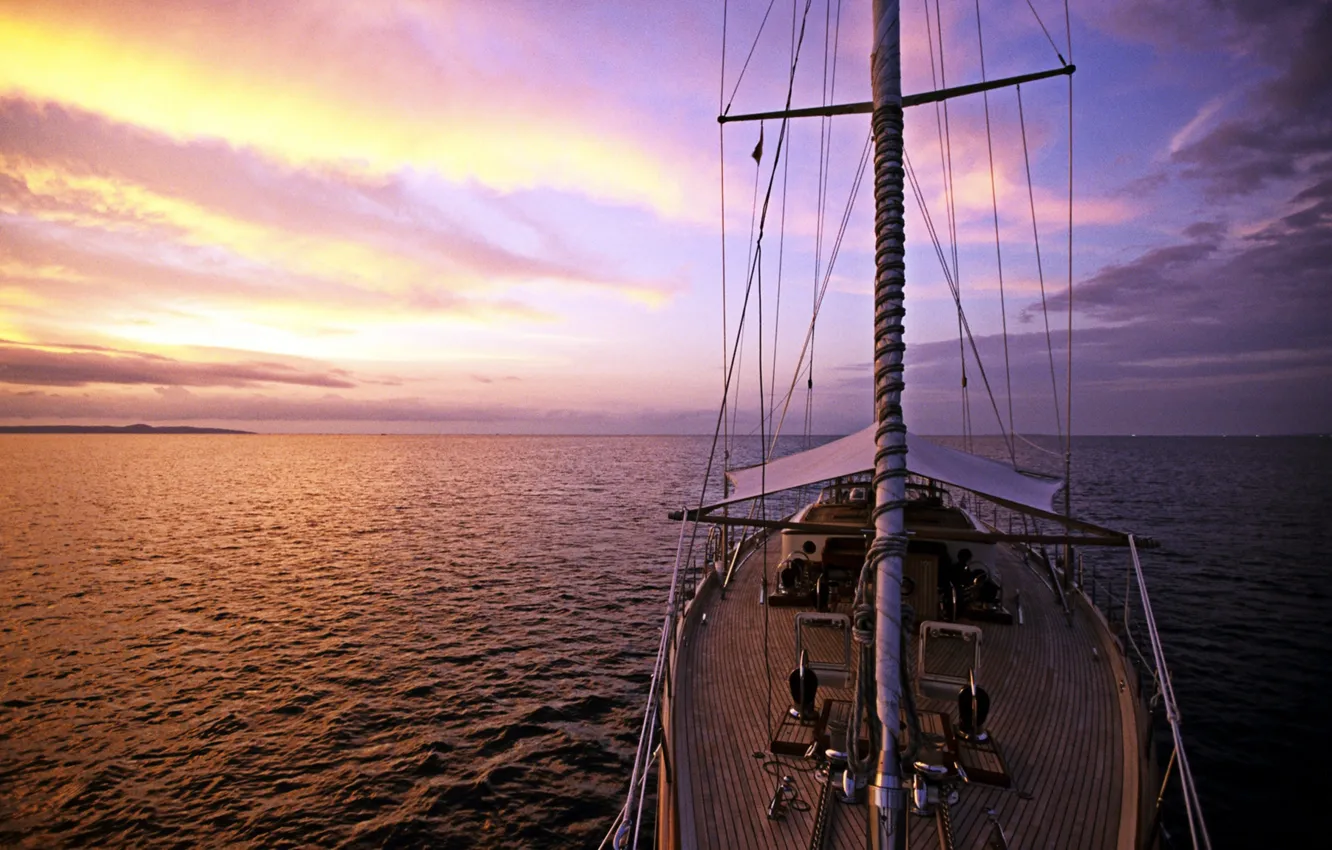 Photo wallpaper sea, the way, the evening, yacht