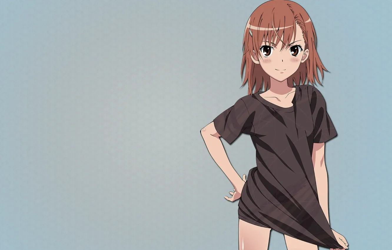 Photo wallpaper Girl, Anime, Smile, Toaru Kagaku no Railgun, Cute, Pretty, Pose, T-shirt