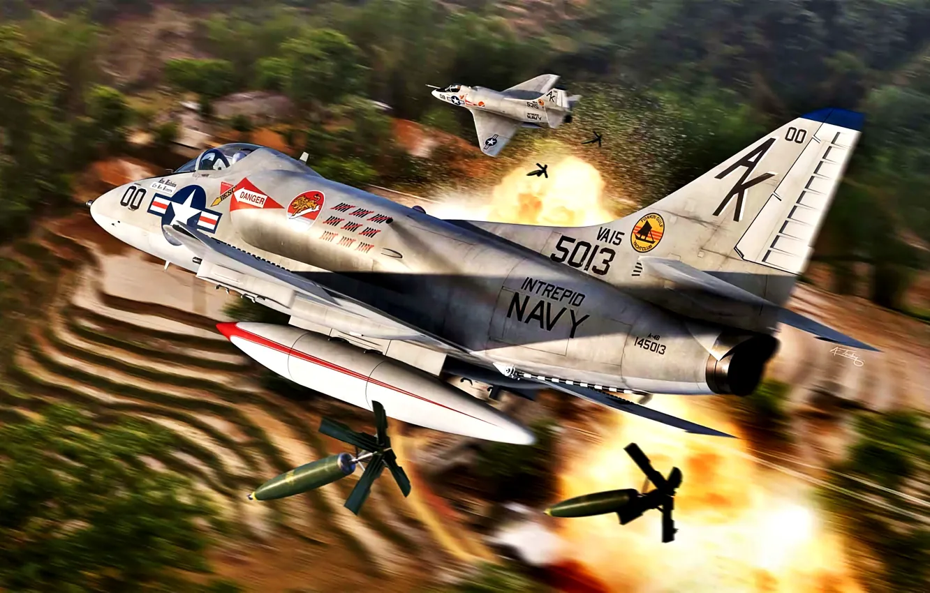 Photo wallpaper attack, Douglas, Deck, Skyhawk, The Vietnam war, A-4B