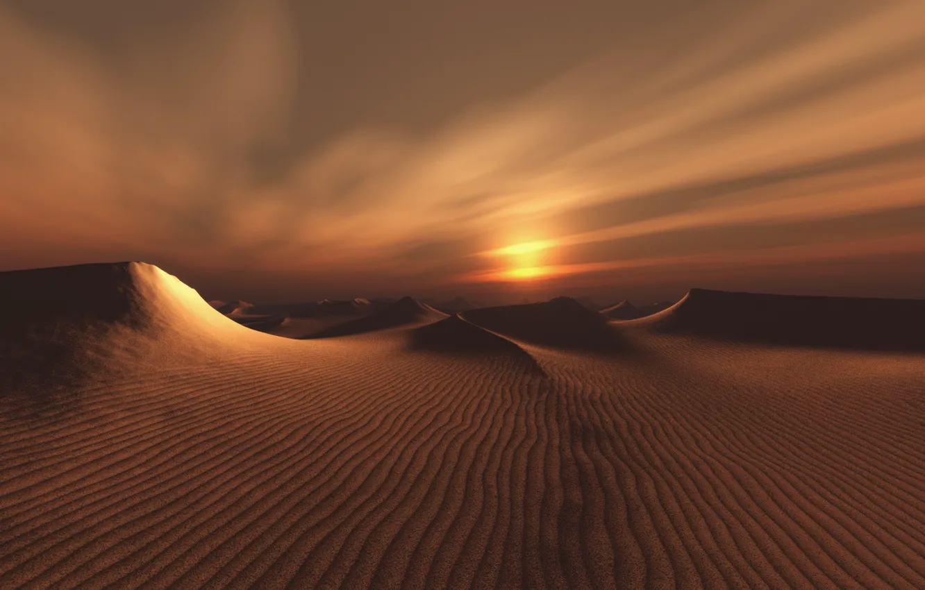Photo wallpaper the sun, the dunes, desert
