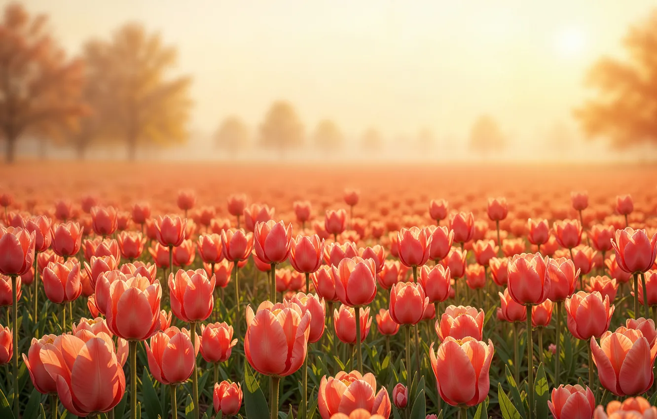 Photo wallpaper flowers, spring, colorful, meadow, tulips, blossom, flowers, tulips
