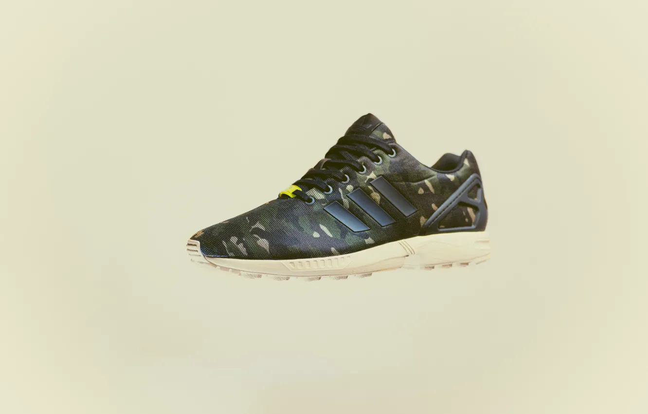 Photo wallpaper sneakers, Adidas, Camouflage, ZX Flux