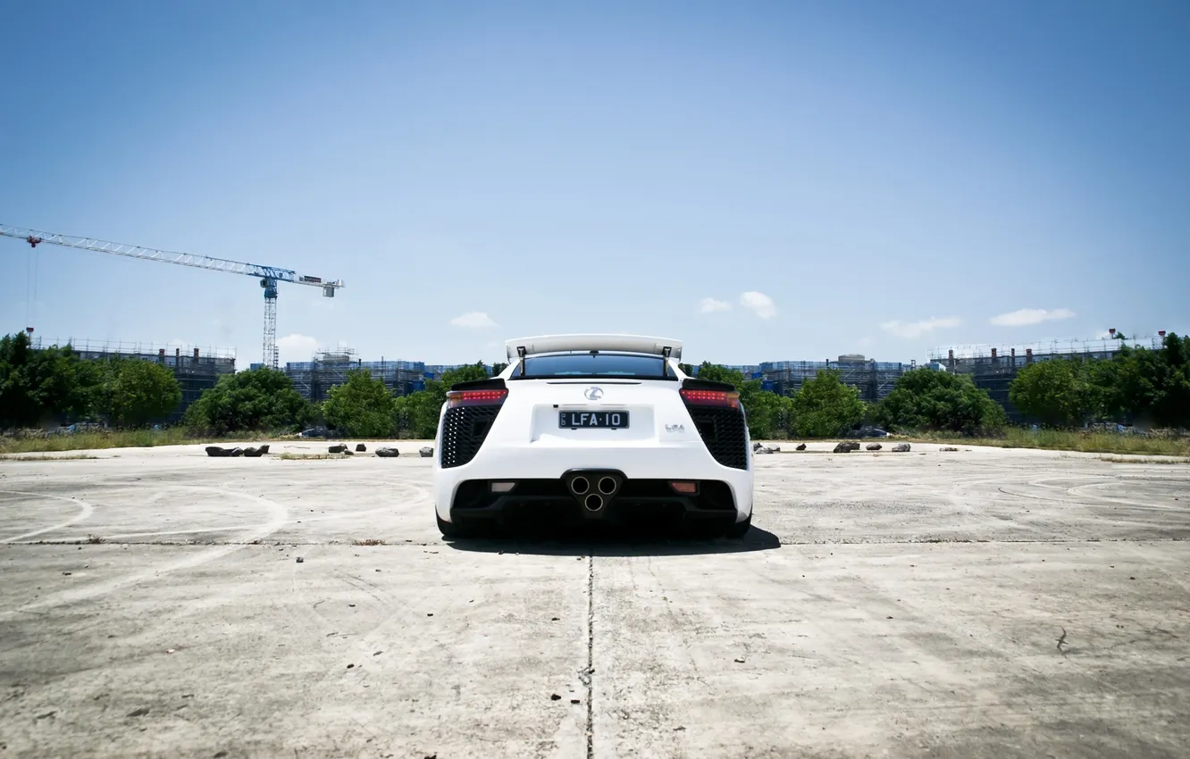 Photo wallpaper white, the sky, trees, shadow, Lexus, white, Lexus, back