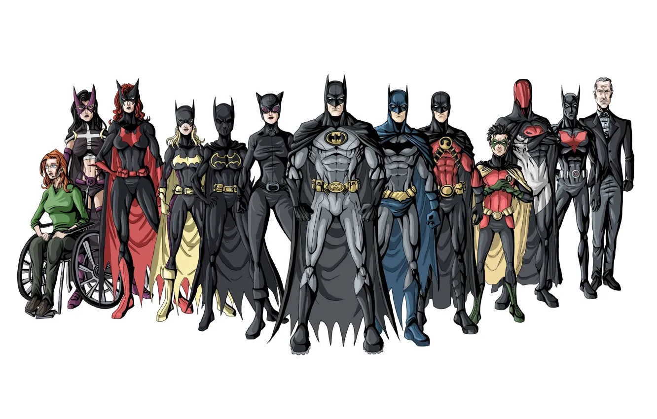 Photo wallpaper Batman, superhero, Jason Todd, Tim Drake, Stephanie Brown, Dick Grayson, Alfred, Robin