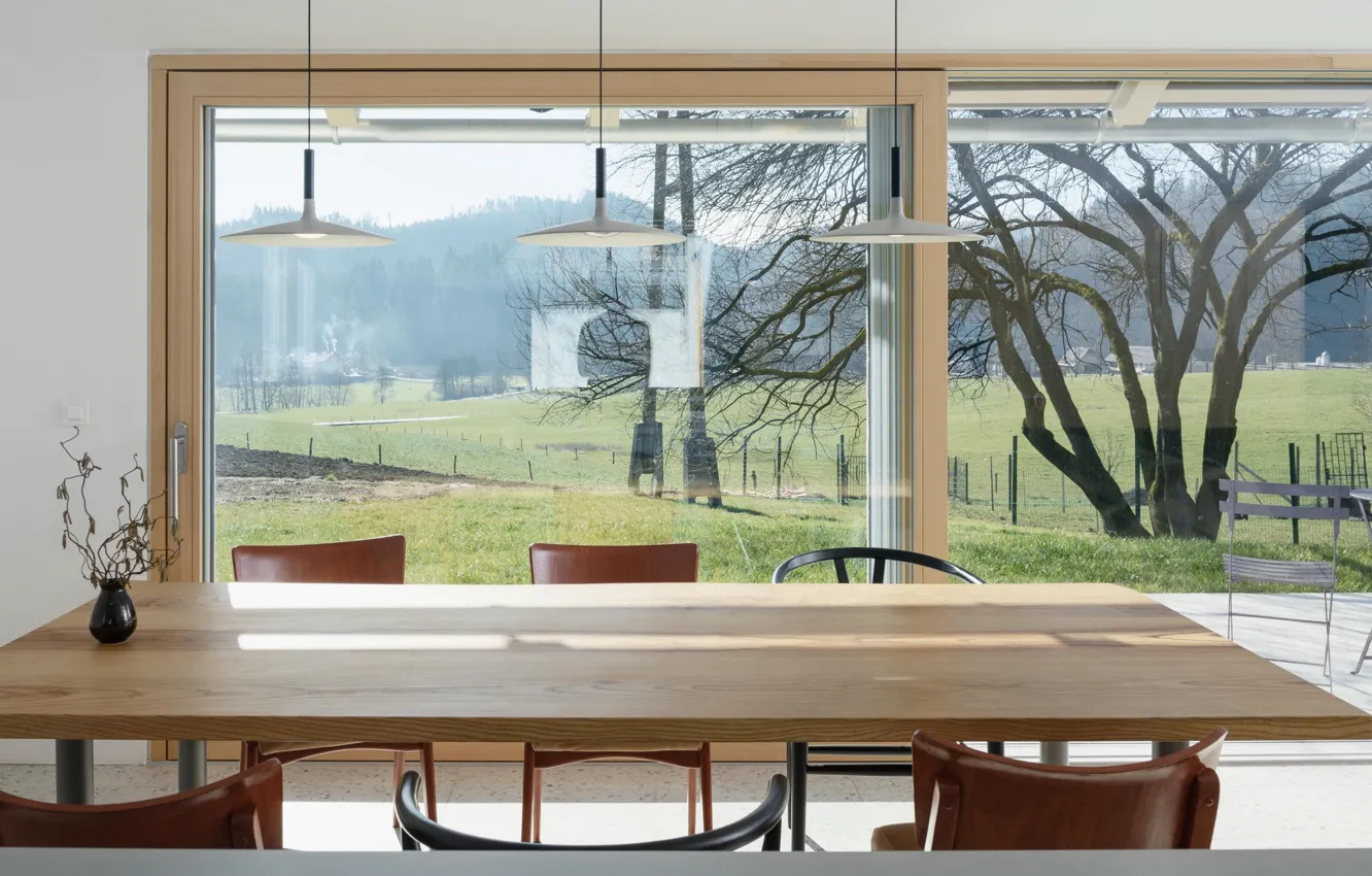 Photo wallpaper interior, terrace, dining room, by Skupaj Arhitekti, House for Simple Stay