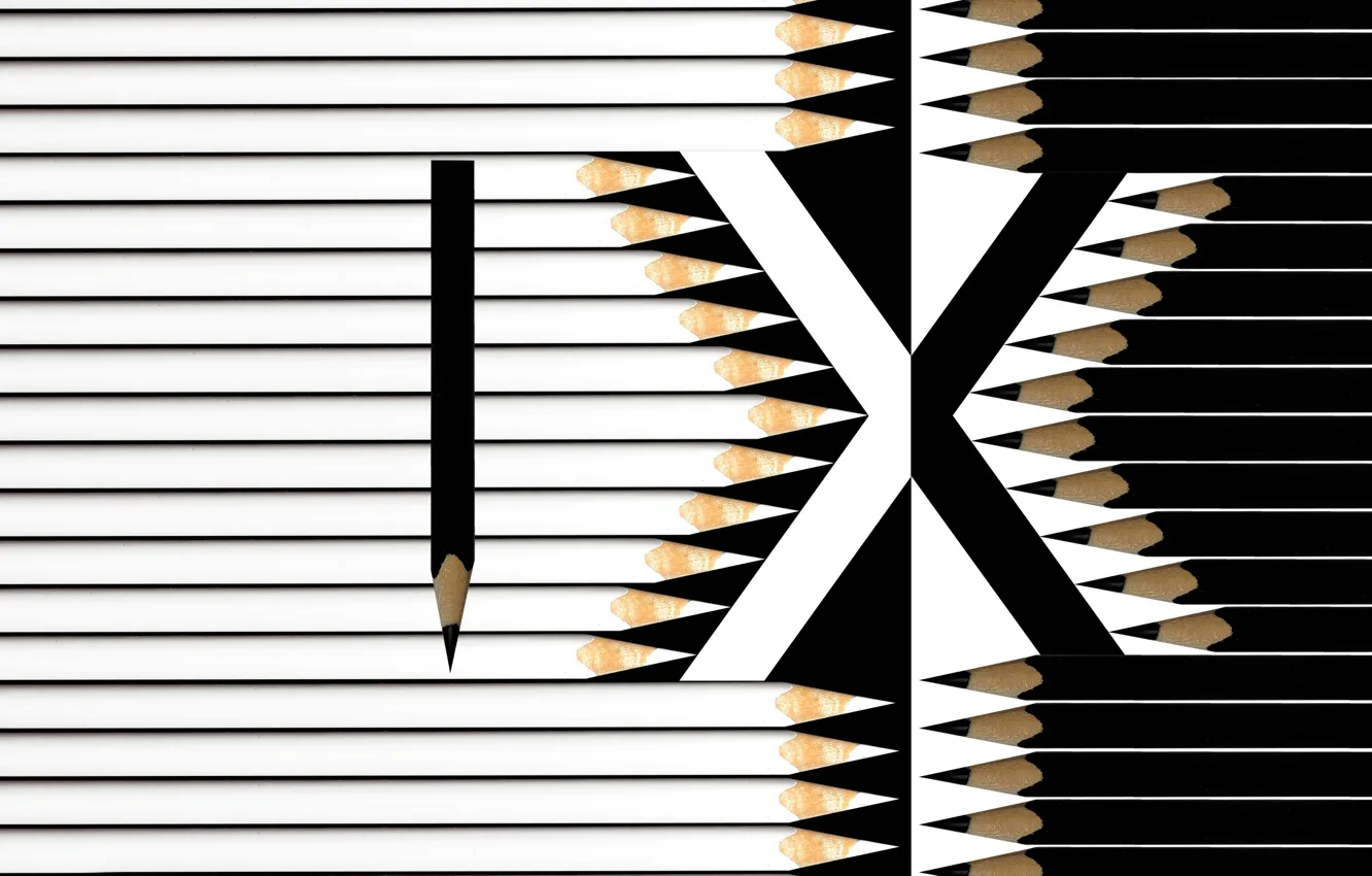 Photo wallpaper black, pencils, white