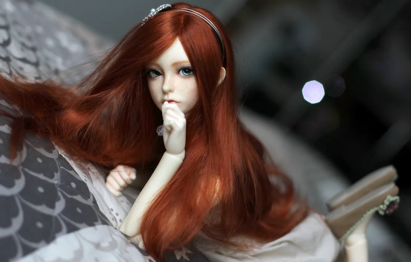 Photo wallpaper hair, doll, red