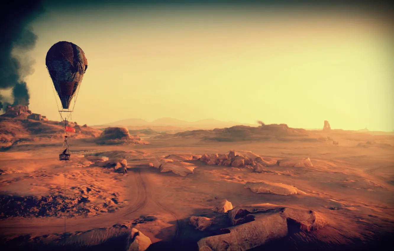 Photo wallpaper road, sunset, balloon, desert, postapokalipsis, Mad Max