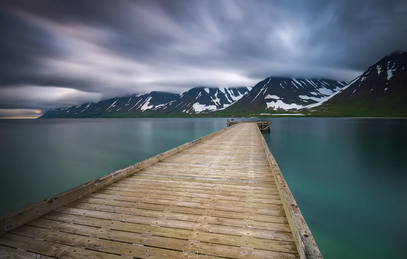 Photo wallpaper landscape, mountains, lake