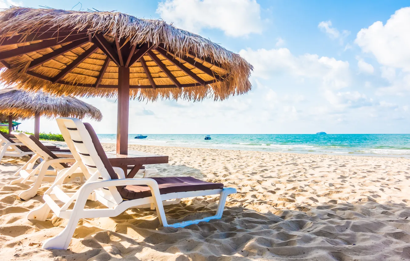 Photo wallpaper sand, sea, wave, beach, summer, the sky, clouds, shore