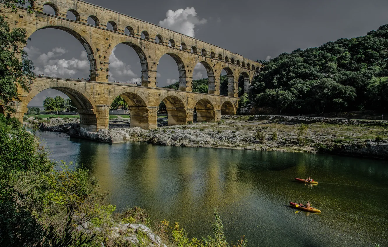 Photo wallpaper France, Provence, aqueduct, the Gardon river