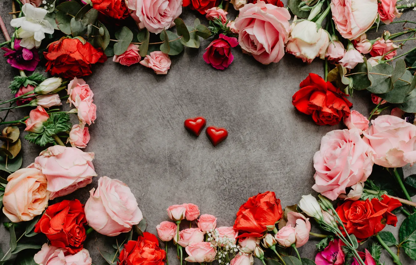 Photo wallpaper flowers, background, roses