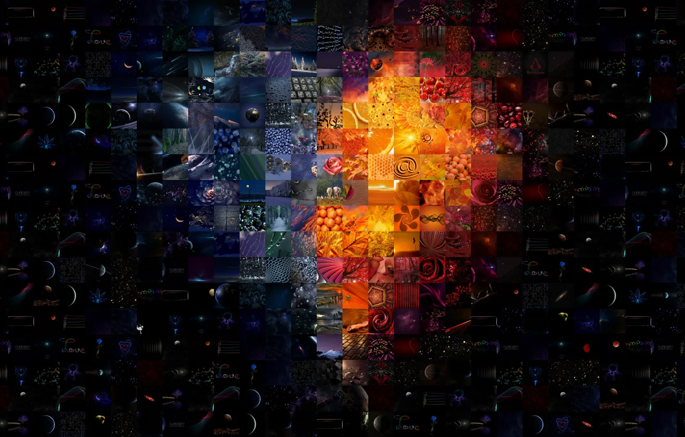 Photo wallpaper abstraction, rendering, black background, fantasy author, the texture of the pictures, "Burning heart"
