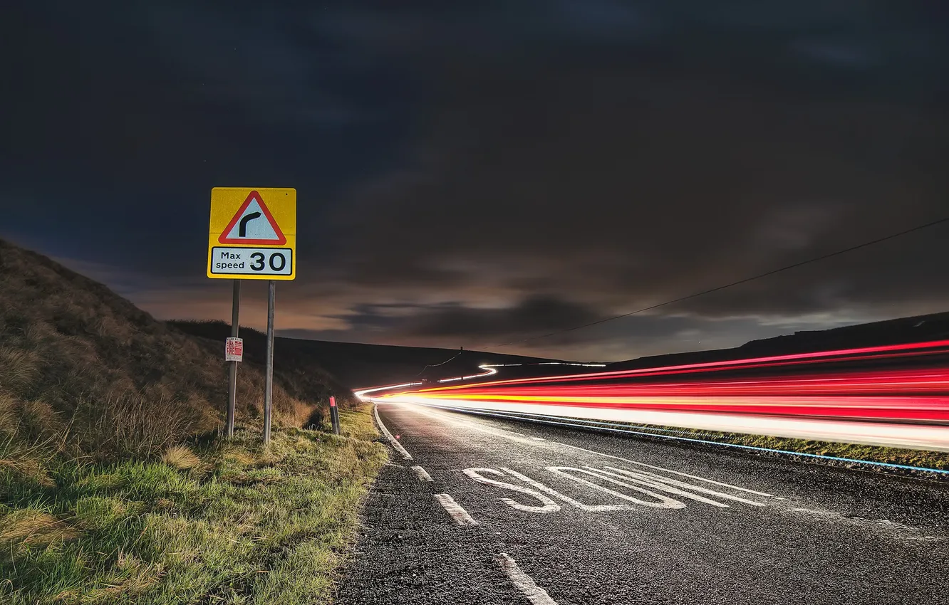 Photo wallpaper road, night, lights