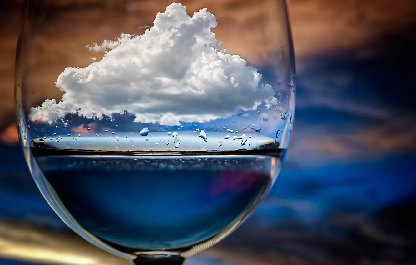 Photo wallpaper macro, glass, cloud, Cloud in a glass