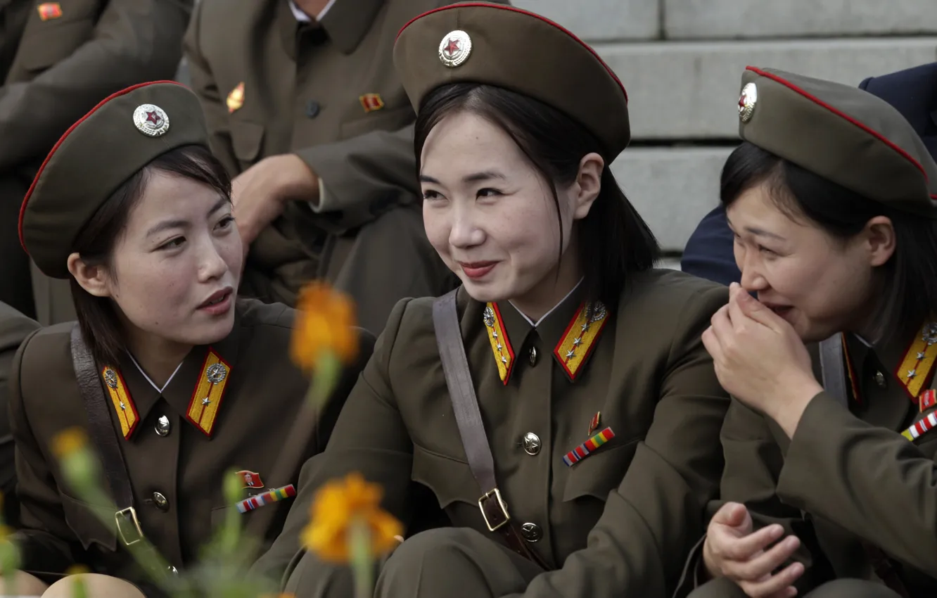 Photo wallpaper smile, girls, army, military, North Korea, The DPRK