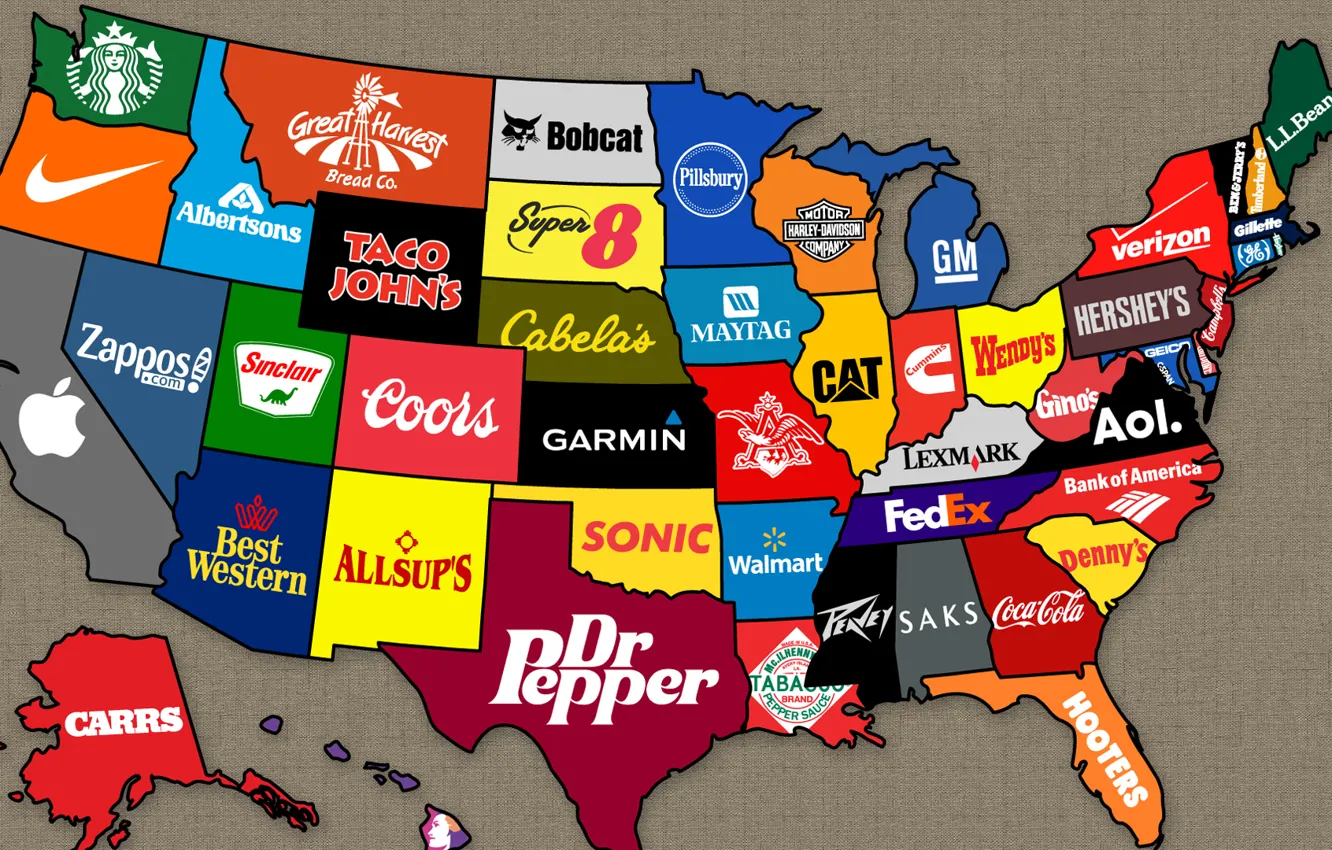 Photo wallpaper Map, America, brand