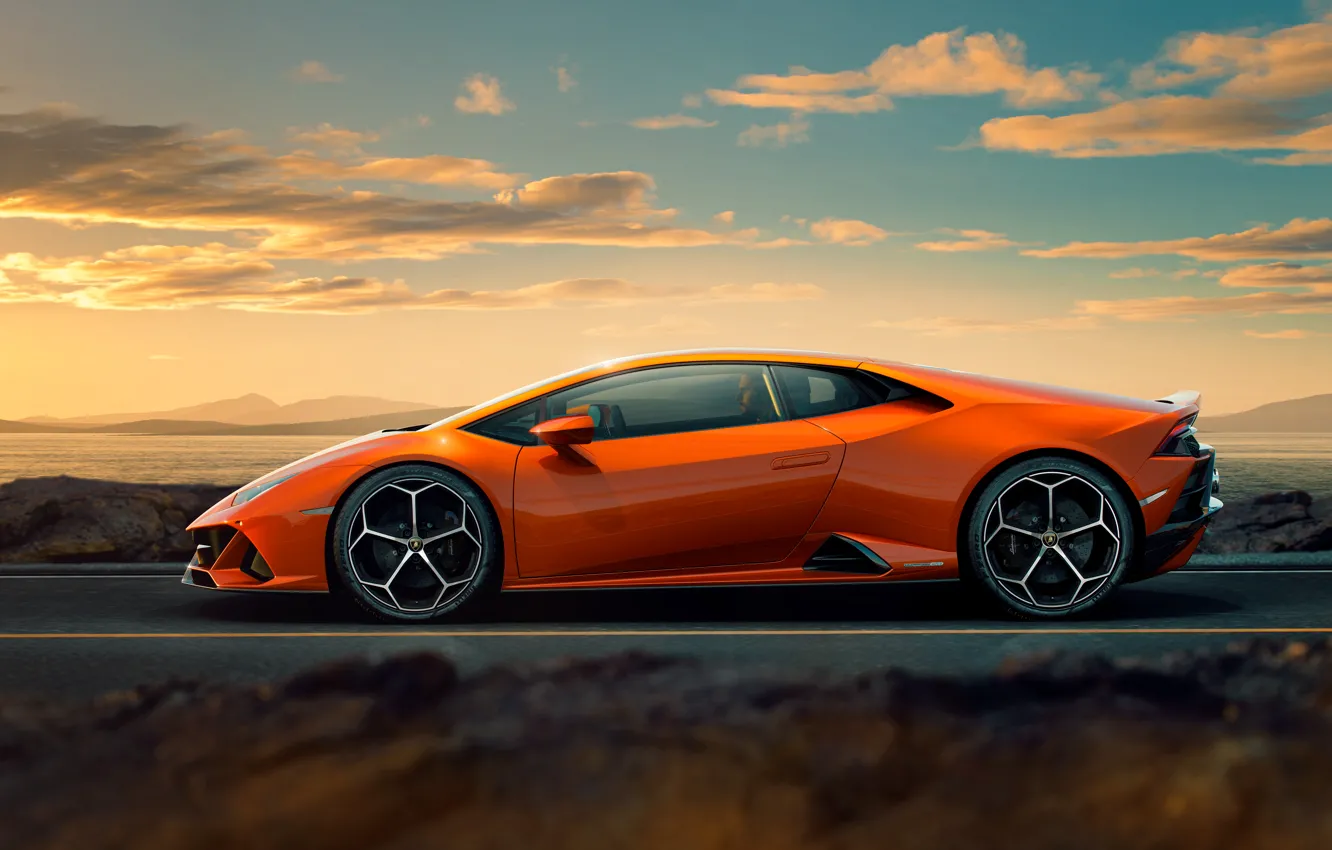 Photo wallpaper the sky, clouds, Lamborghini, wheel, Lamborghini, Huracan, Lamborghini Huracan, Lamborghini Huracan EVO