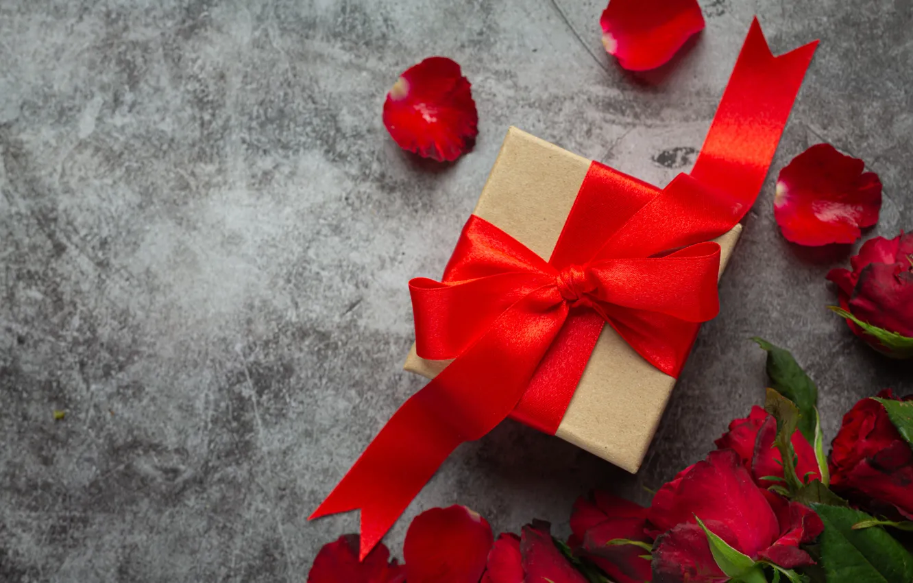Photo wallpaper love, gift, romance, petals, tape, love, happy, romantic