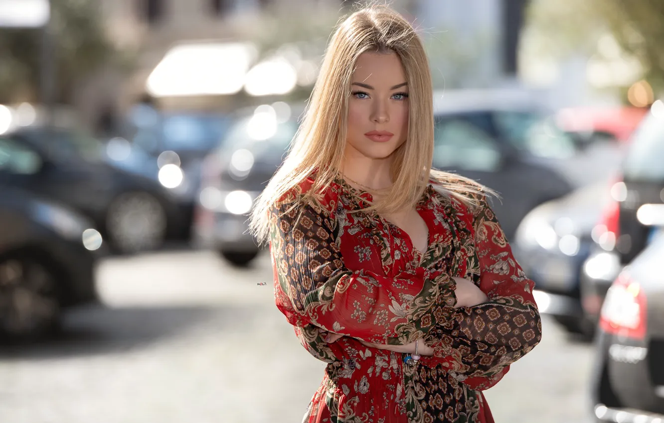 Photo wallpaper look, girl, pose, dress, beauty, beautiful, Mauro Saranga