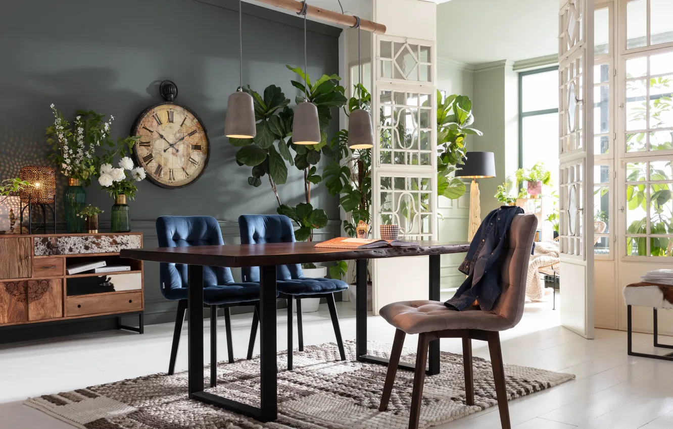 Photo wallpaper design, style, room, watch, plant, interior, the scenery, living room