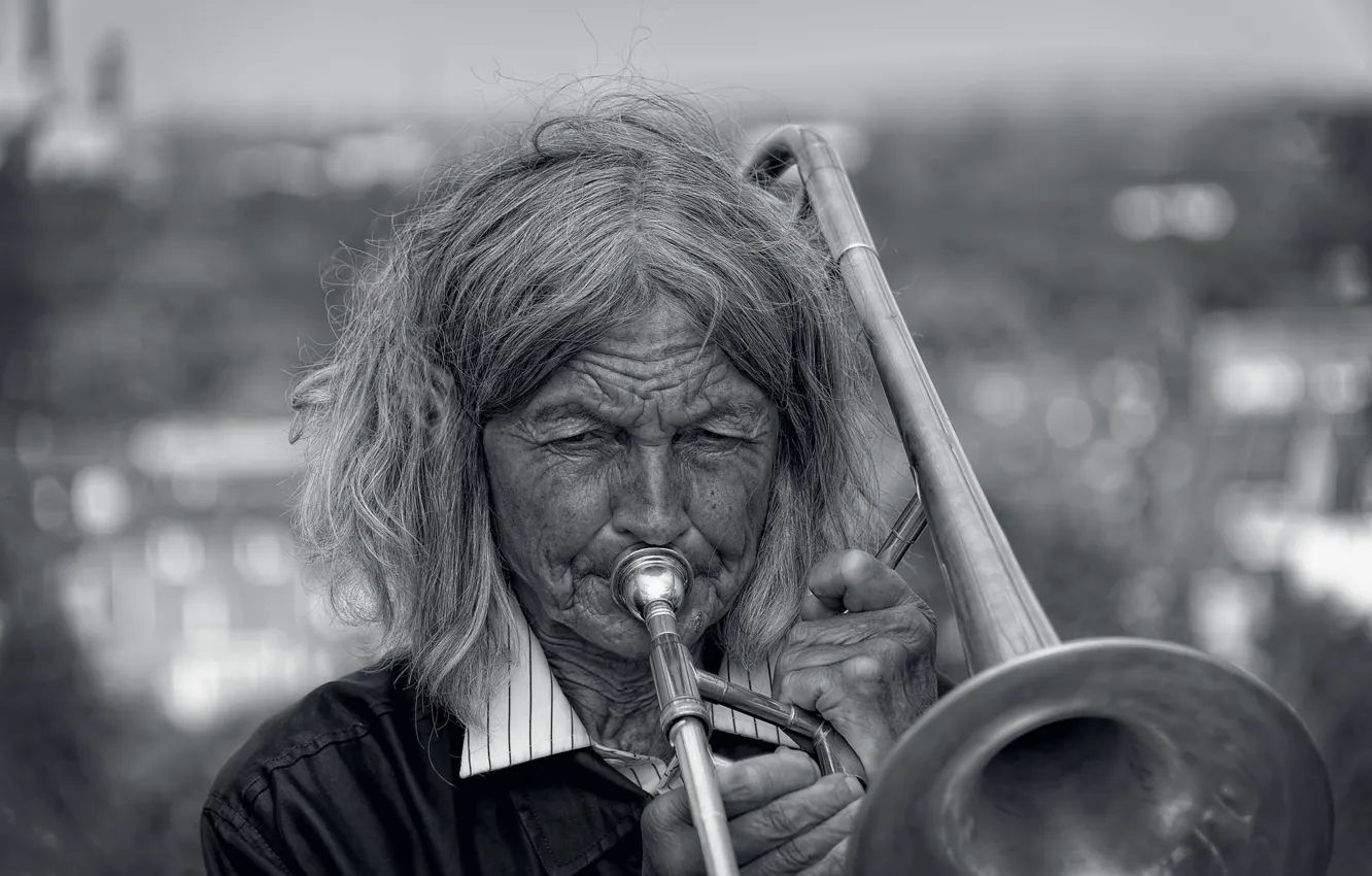 Photo wallpaper music, woman, pipe
