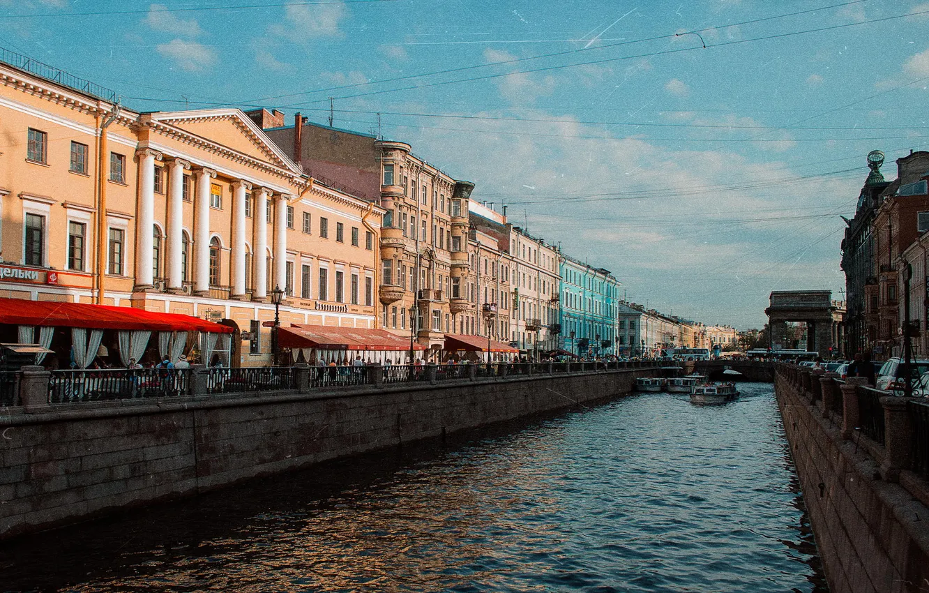 Photo wallpaper river, channel, Russia, promenade, Peter, Saint Petersburg, St. Petersburg