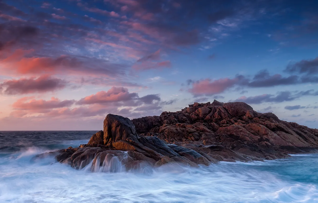 Photo wallpaper sea, landscape, sunset