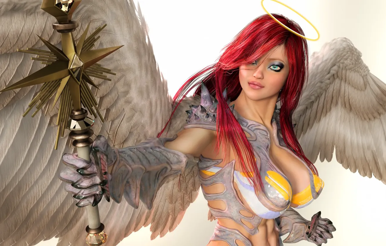 Photo wallpaper girl, angel, warrior