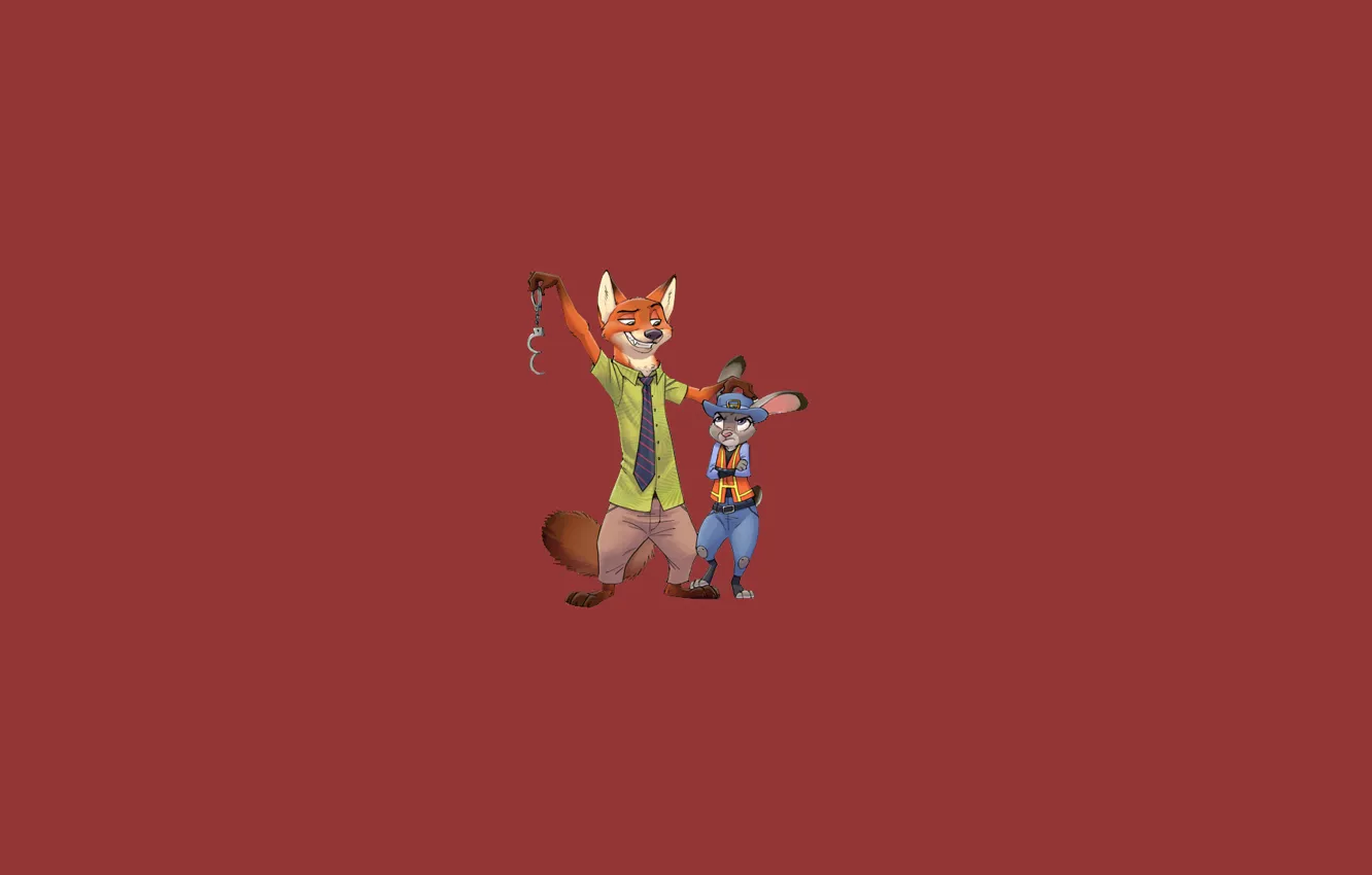Photo wallpaper red, hare, Fox, Zootopia, Zeropolis