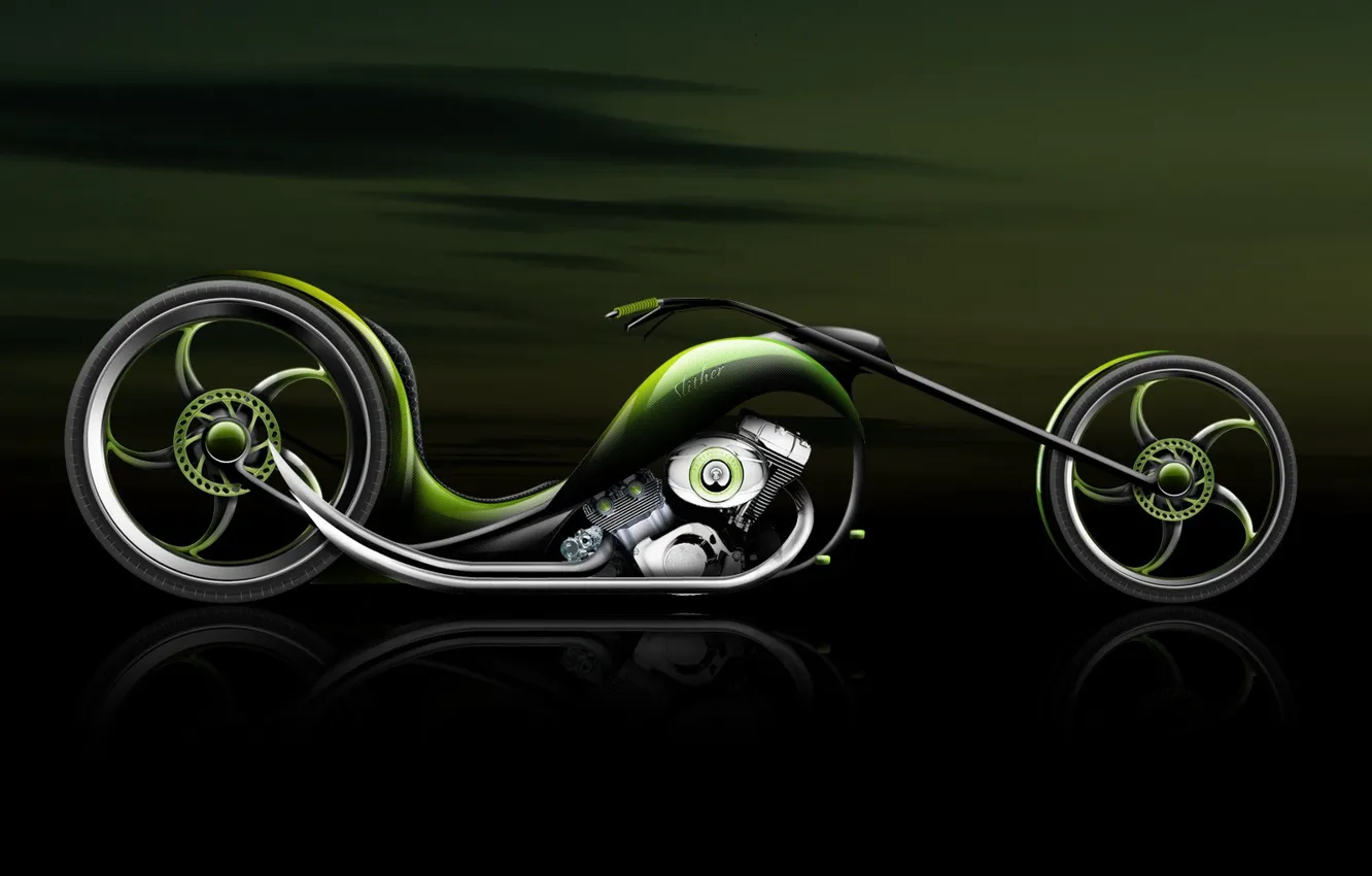 Photo wallpaper green, the concept, Motorcycle
