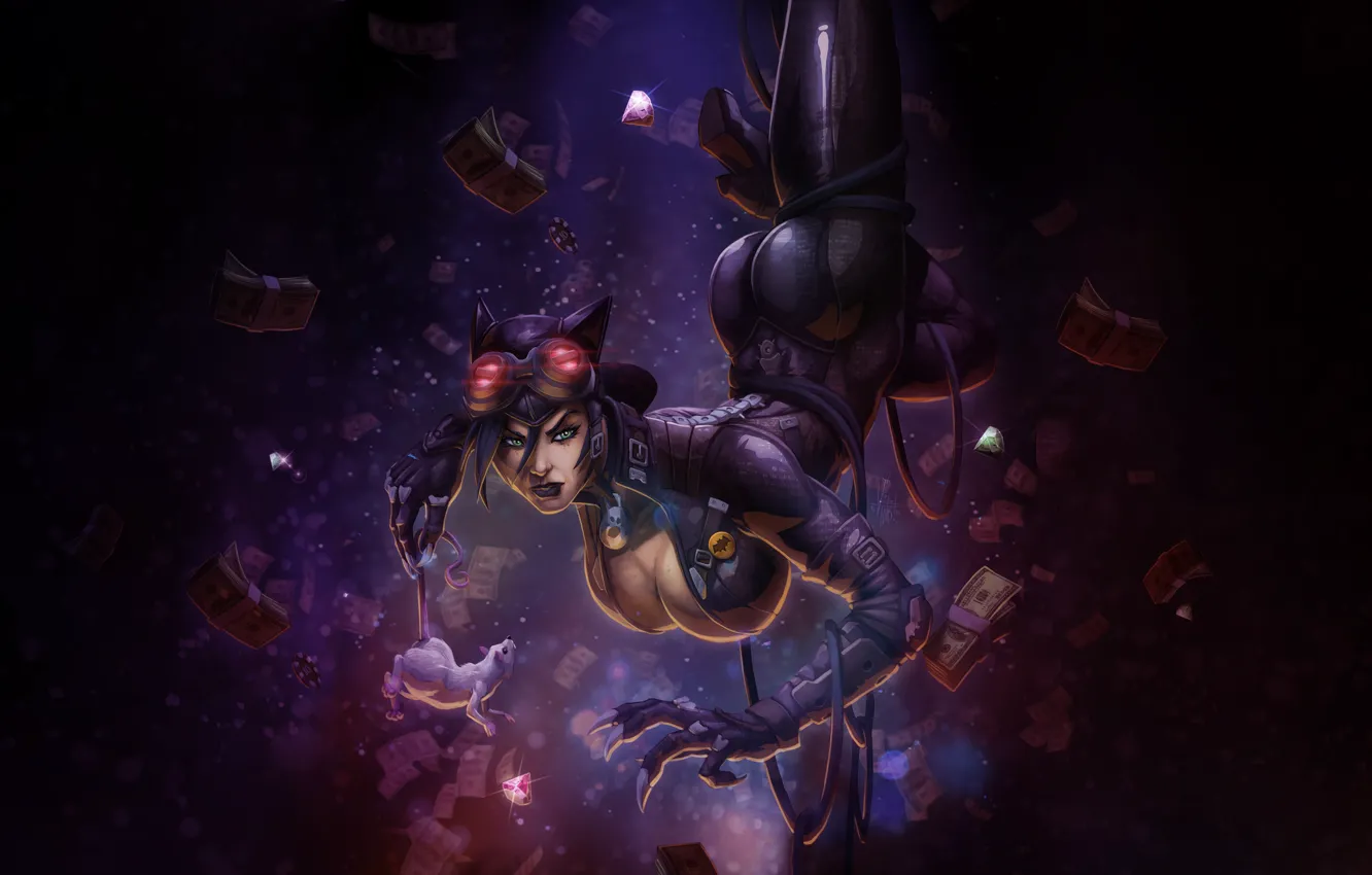 Photo wallpaper sexy, figure, money, mouse, mouse, figure, costume, diamonds