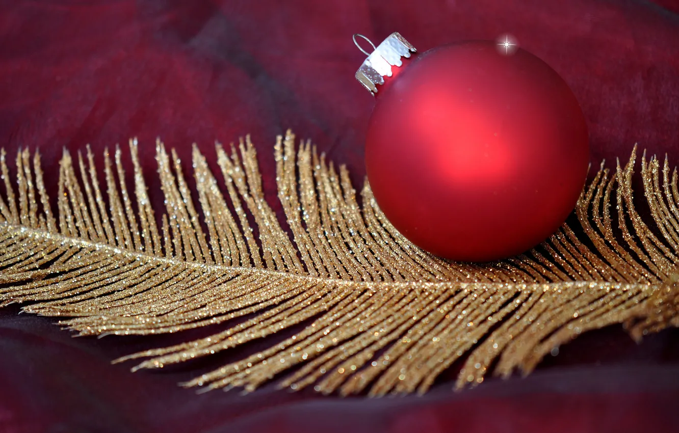 Photo wallpaper balls, decoration, toy, new year, feathers, Christmas