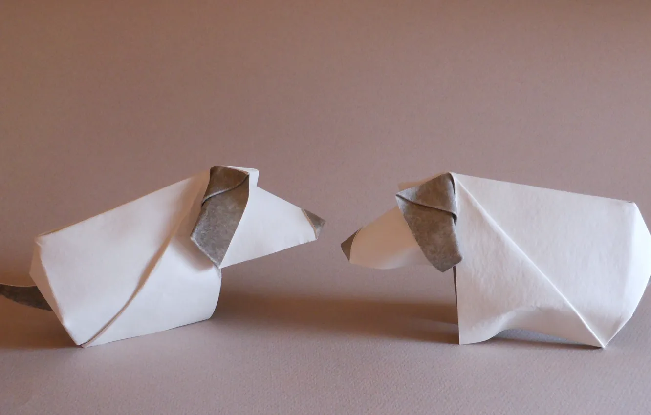 Photo wallpaper dogs, paper, origami