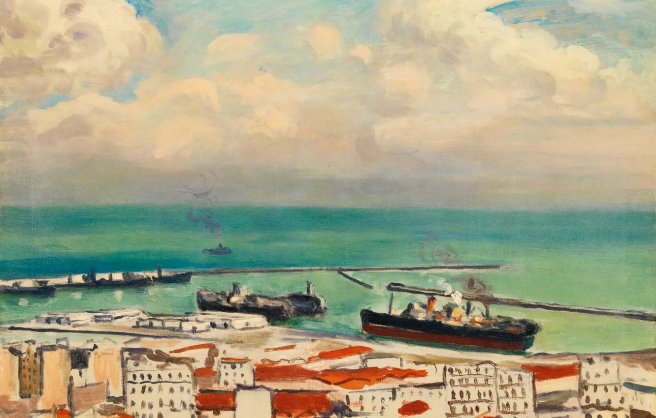 Photo wallpaper sea, ship, home, picture, harbour, the urban landscape, Albert Marquet, Albert Marquet