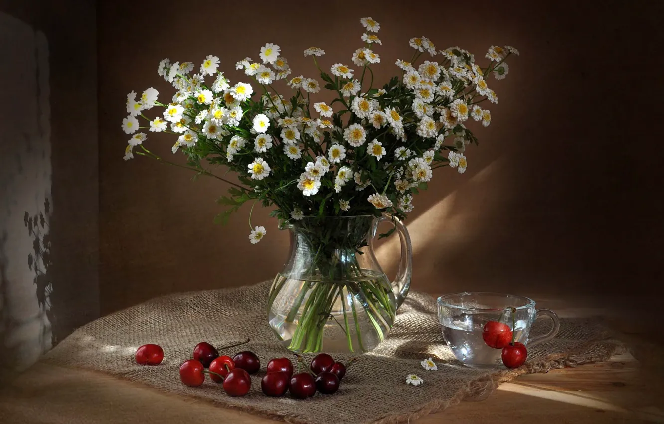 Photo wallpaper flowers, bouquet, still life, cherry, composition, flora