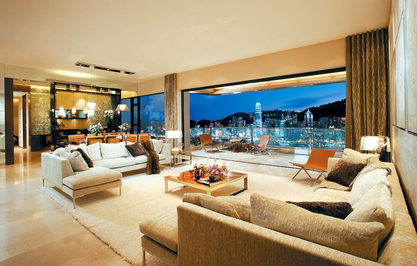 Photo wallpaper China, penthouse, room, interior, luxury, flat, hong-kong