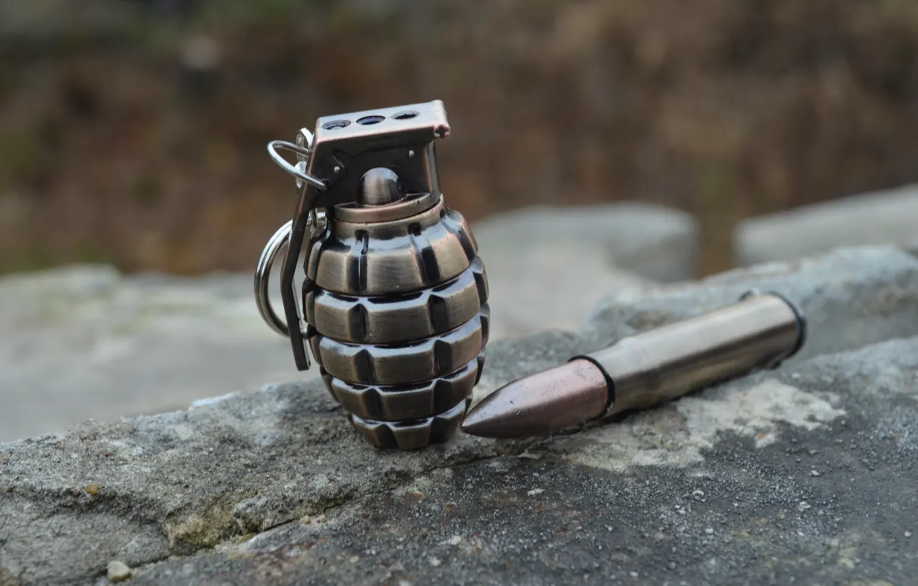 Photo wallpaper bullets, cartridges, sleeve, garnet