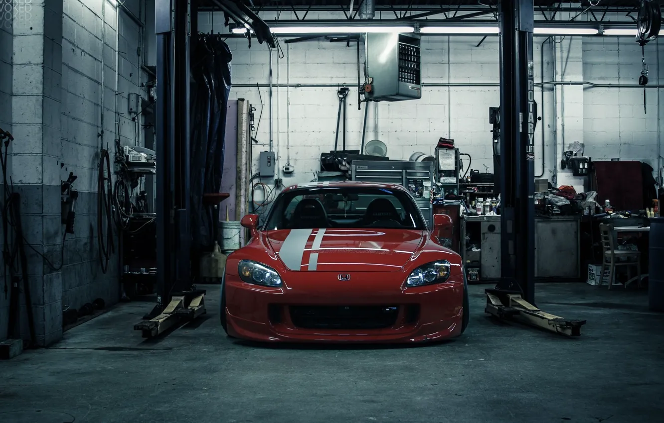 Photo wallpaper garage, honda, lift, s2000