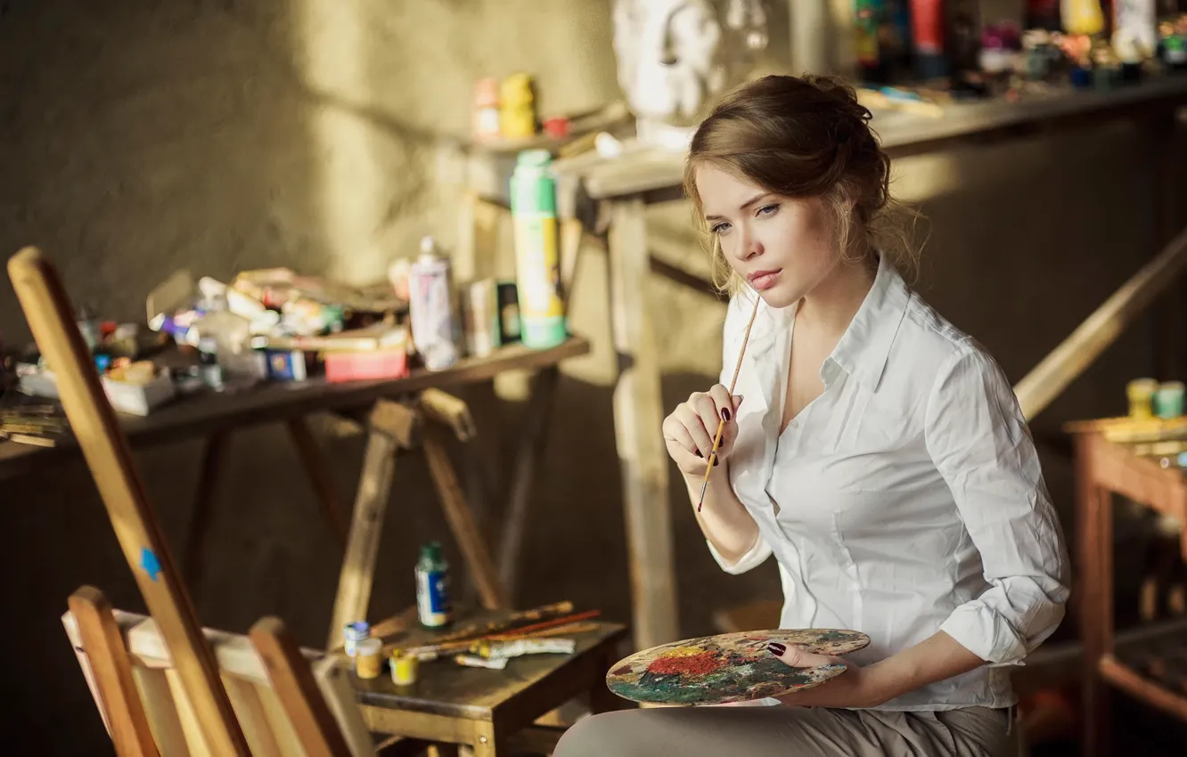 Photo wallpaper paint, artist, creativity, brush, Ksenia Palenova