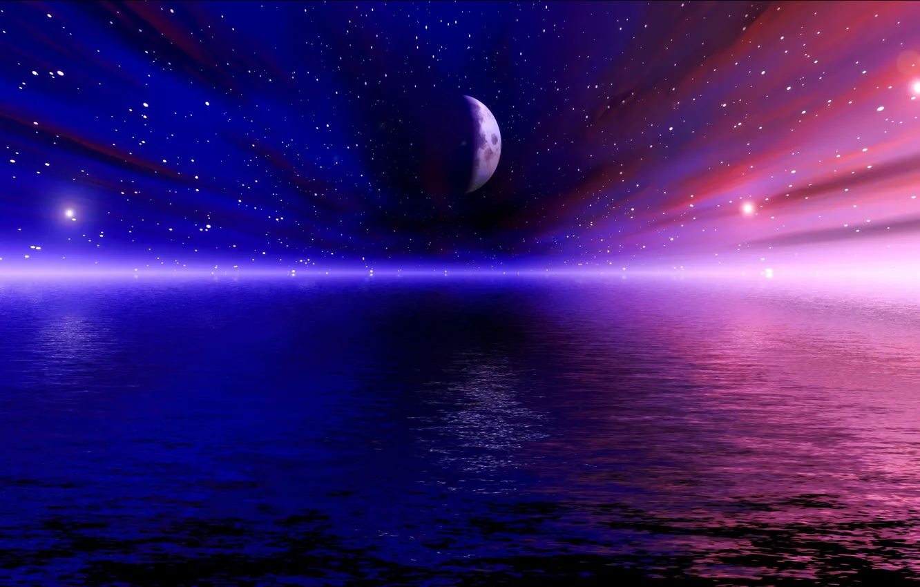 Photo wallpaper stars, lights, planet