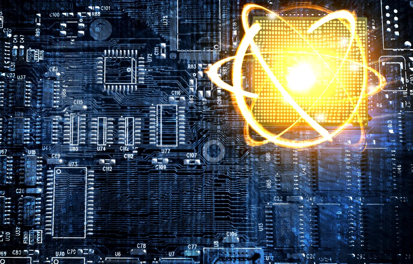 Photo wallpaper computer, model, energy, technology, data, quantum, intelligence