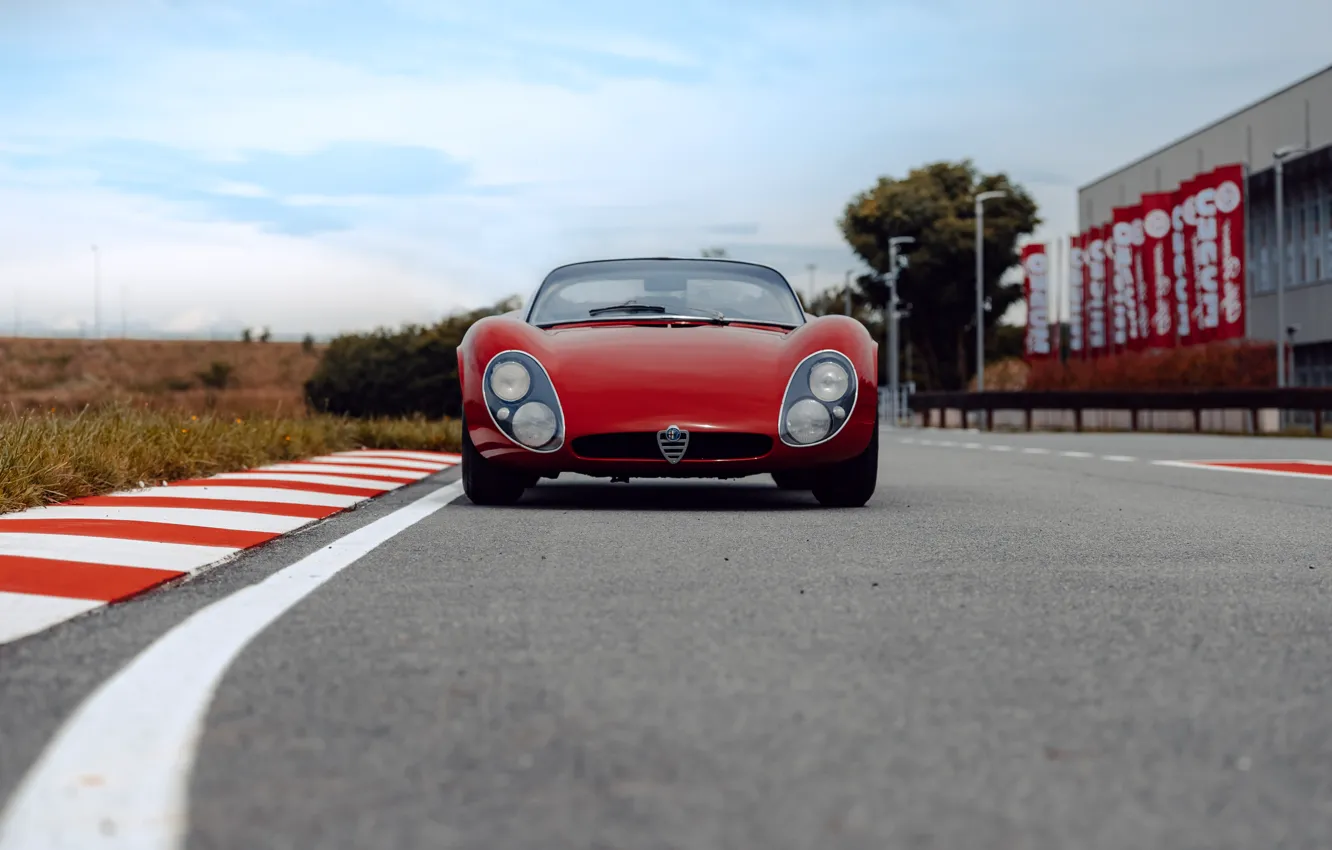 Photo wallpaper Alfa Romeo, 1967, front view, 33 Road, Type 33, Alfa Romeo 33 Stradale Prototype