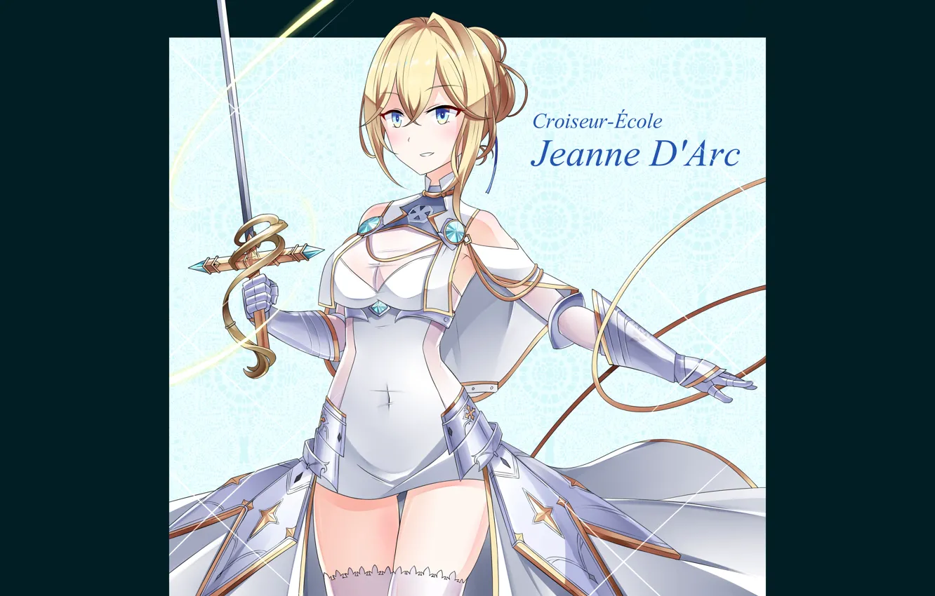 Photo wallpaper girl, sword, sexy, cleavage, thighhighs, dress, boobs, anime