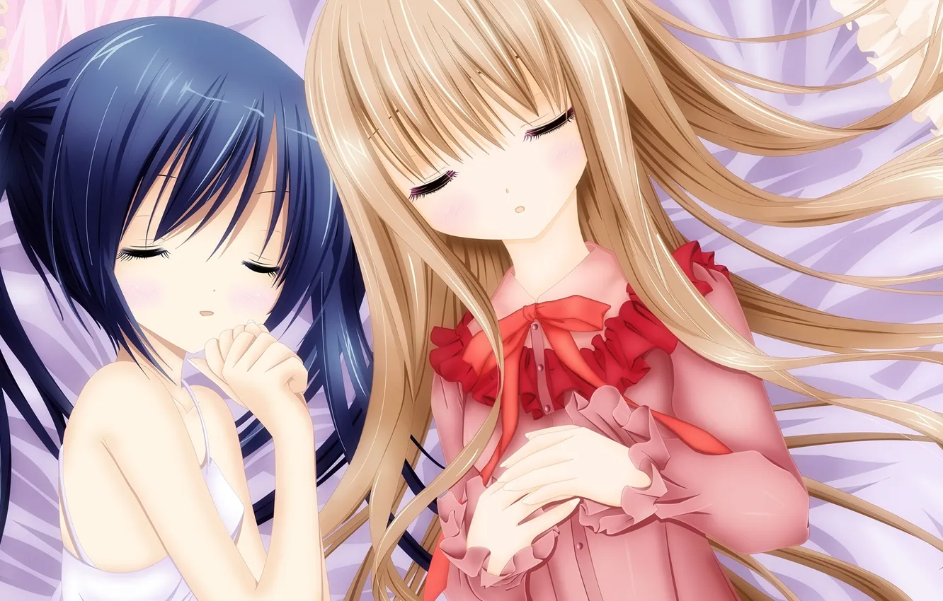 Photo wallpaper girl, anime, art, sleeping, bow, loli, Tinkerbell