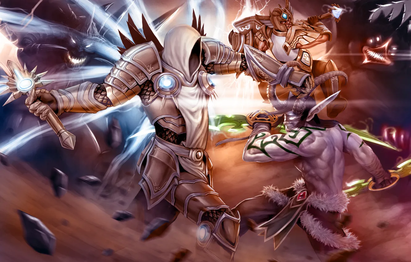 Photo wallpaper Warcraft, diablo, azmodan, Tyrael, Heroes of the Storm, Archangel of Justice, illidan stormrage
