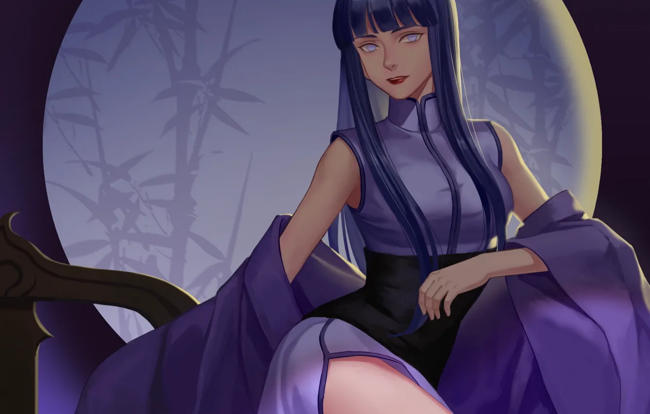 Photo wallpaper girl, the moon, Naruto, Naruto, Hinata Hugo