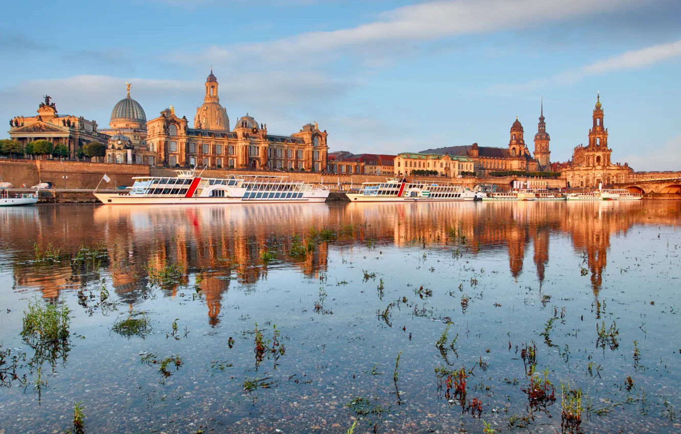 Photo wallpaper Germany, Dresden, pier, boat