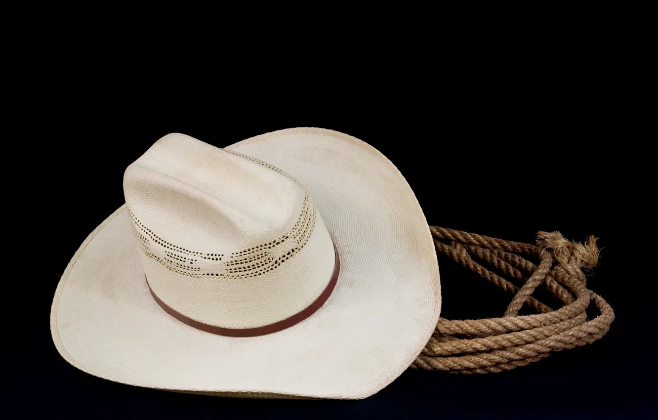 Photo wallpaper hat, leather, rope